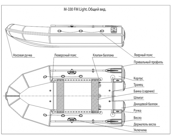 Надувная лодка Фрегат 330 FM Light (лп, серая)