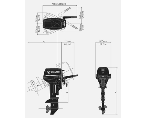 Подвесной лодочный мотор Tohatsu M9.8BS