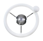 Рулевое колесо LIPARI обод белый, спицы серебряные д. 280 мм со спинером