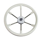 Рулевое колесо LEADER TANEGUM белый обод серебряные спицы д. 400 мм